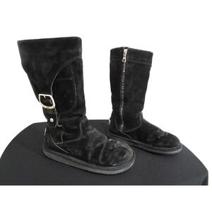 UGG Australia 5132 Cargo III Black Suede Sheepskin Lined Tall Boot Women Sz 6